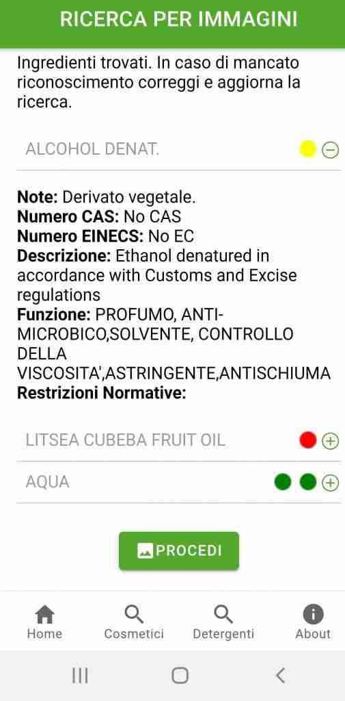 EcoBioControl ricerca per singolo ingrediente
